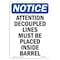 Signmission OSHA Notice, 7" Height, Attention Decoupled Lines Must Sign, 7" X 5", Portrait OS-NS-D-57-V-10189 - alternate 1